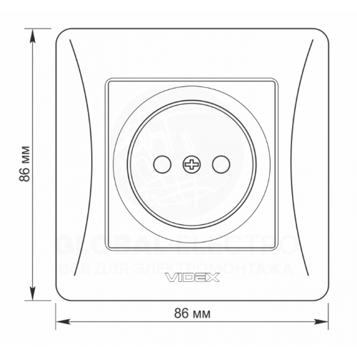 Розетка VIDEX одинарна без заземлення з рамкою врізна 86x86 мм біла (714476) Розетка VIDEX одинарна без заземлення з рамкою врізна 86x86 мм біла (714476)